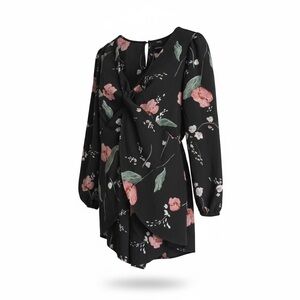 Floral SHORTS  Romper Sz L NWT BLACK WITH PINK FLOWERS